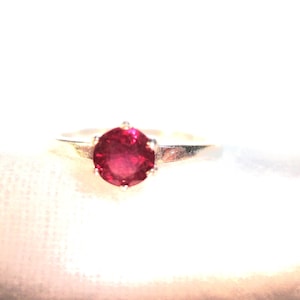 Ruby Natural Red Solitaire Ring: 925 Sterling Silver, USA Made, 4.2mm Gem
