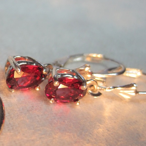Rhodolite Garnet 7x5 Earrings Natural Red Pink Untreated India Earth Mined AAA Gemstone Studs/DangleDrop Levers Solid Premium 925/935 USA