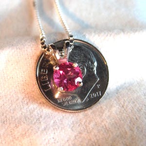 Topaz Raspberry Pink 6mm Natural AAA Genuine Brazil Earth Mined Treated Gemstone Pendant Necklace with Chain Solid Premium 925ss USA