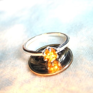 Garnet Spessartite Solitaire Ring 5mm Golden Glow Natural AAA Untreated Genuine Earth Mined Gemstone Sz 5-8 Solid 925 Premium USA