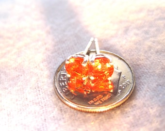 Mexican Fire Opal Earrings 4mm  Orange Red Natural Round or Square Studs or Dangle Drop Levers Genuine Earth Mined Gem Solid Premium 925