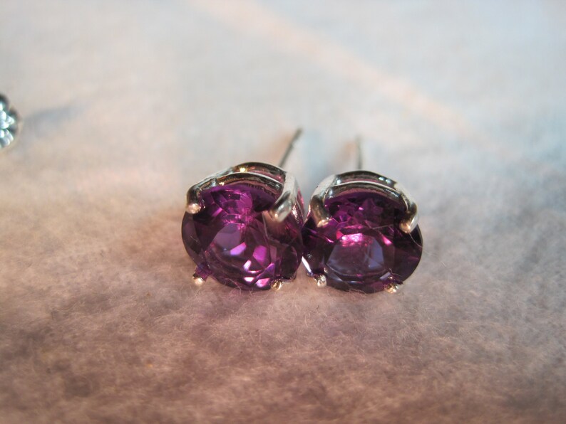Genuine Amethyst African Natural Untreated Unheated AAA Color 8mm Gemstone Stud DangleLeverback Earring vvs Earth Mined Solid 925 SS USA