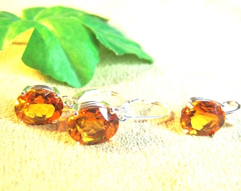Citrine Madeira 11x9mm Dangle Earrings: Solid 925 USA Sterling