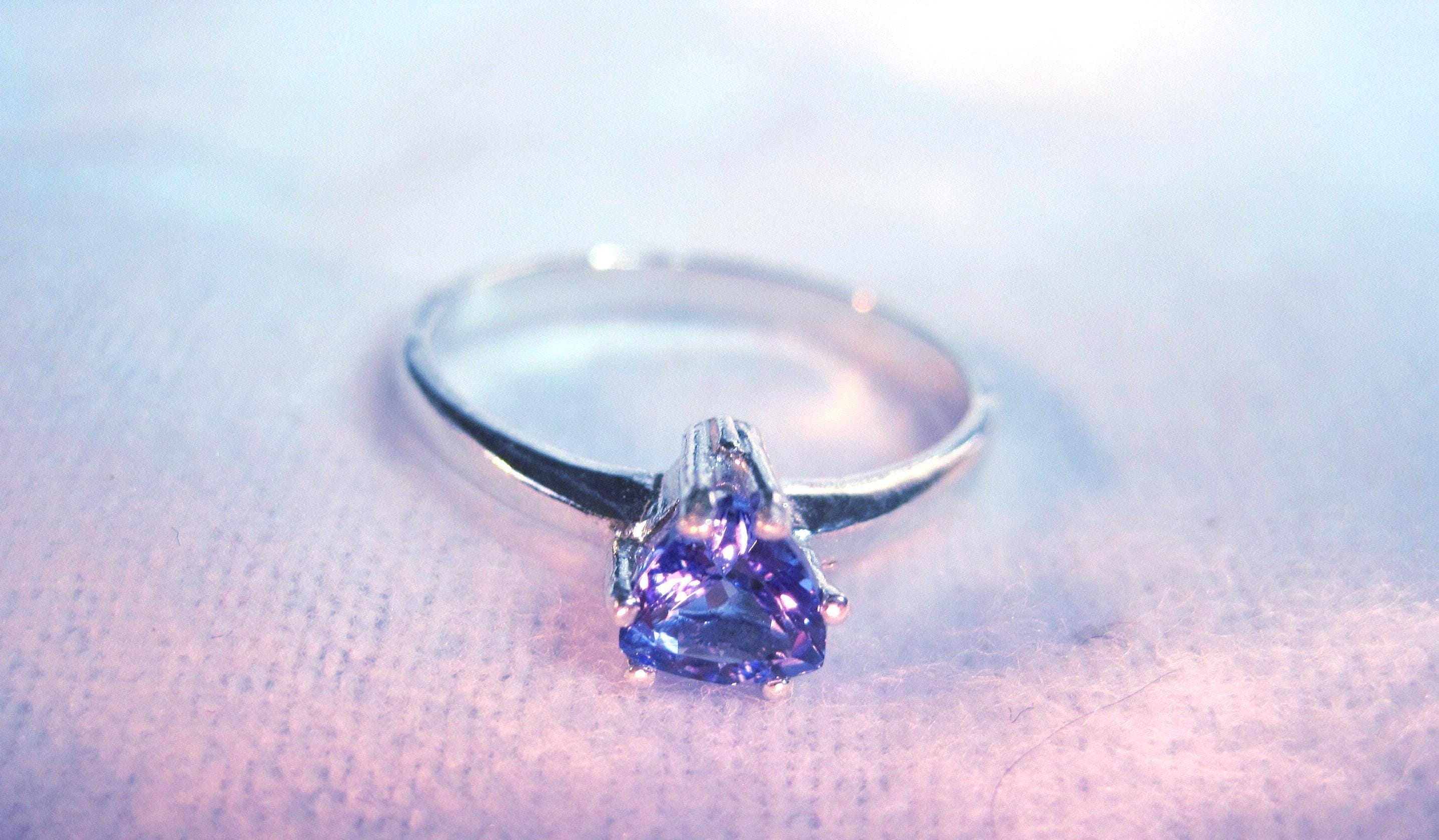 Tanzanite Solitaire Ring 5mm or 5.7mm Trillion Rare  Natural Earth Mined Gemstone AAA Ring Premium 6 Prong Setting Solid Premium 925 USA