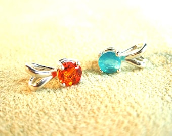 Mexican Fire Opal 5mm to 6mm or Brazil  Paraiba Opal 5mm Pendant w/Chain 925 18in Natural Earth Mined Genuine Gems Necklace Solid 925 USA