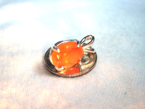 Mexican Fire Natural Opal 8x6 or 10x8 Pendant Necklace Incl Chain: 925 USA Sterling
