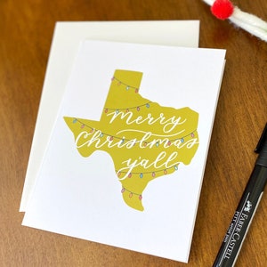 Set of 5 Texas Christmas Cards, Merry Christmas Y'all Card, Fun Modern Texas Christmas Cards