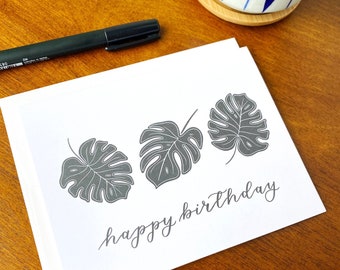 Nature Inspired Birthday Cards, Plant Greeting Cards, Cards with Plants, Simple Birthday Cards, Happy Birthday Card with Plants