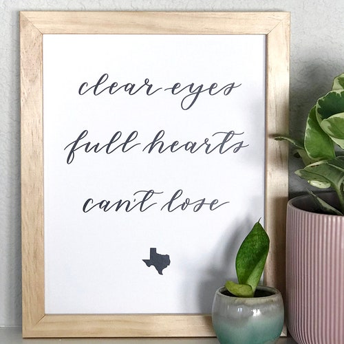Friday Night Lights TV Show Quote Printable Clear Eyes Full Etsy