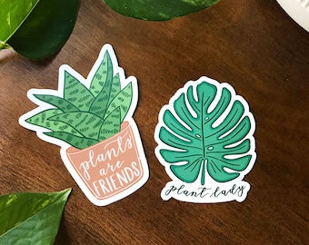 Set de pegatinas de Plant Lady: regalo para amantes de las plantas, dibujado a mano (2 unidades)