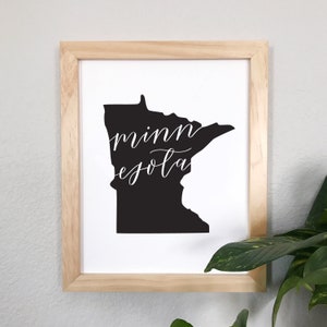 Minnesota State Wall Art, MN Art Print, Shape of Minnesota Art, Minnesota Art, Minnesota Gifts, State Map Print, Minnesota Decor, MN Sign
