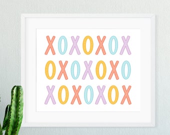 SALE Cute XOXO Wall Art Print, Hand Drawn Nursery Art Prints, Fun Happy Office Art