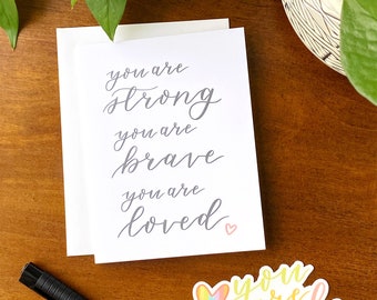 You Are Loved Card and Sticker Set, Encouragement Gift, Thinking of You Card