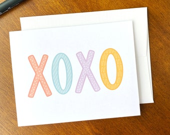 Set of 5 XOXO Greeting Cards, Just Because Card Set, Friendship Greeting Cards