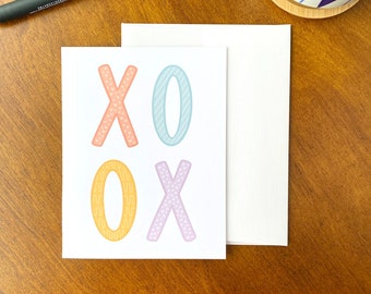 Tarjeta XOXO divertida, tarjeta de abrazos y besos, lindas tarjetas "Simplemente porque sí", interior en blanco