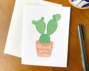 Cute Plant Thank You Card, Nature Thank You Cards, Cactus Stationery, Cactus Card, Fun Thank You Cards