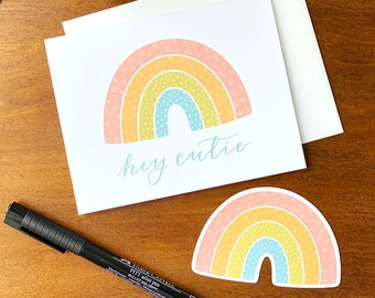 Rainbow Gift, Hey Cutie Card, Thinking of You Gift Set, Thinking of You Card