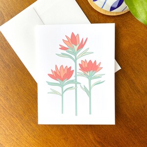 Indian Paintbrush Greeting Card, Hand Illustrated Wildflower Stationery, Blank Inside