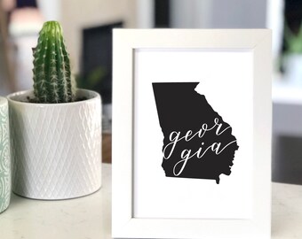 Georgia Art Print, Georgia Wall Decor, Georgia Gifts, Shape of Georgia Art, Georgia Wall Art, Georgia State Decor, GA Map Art