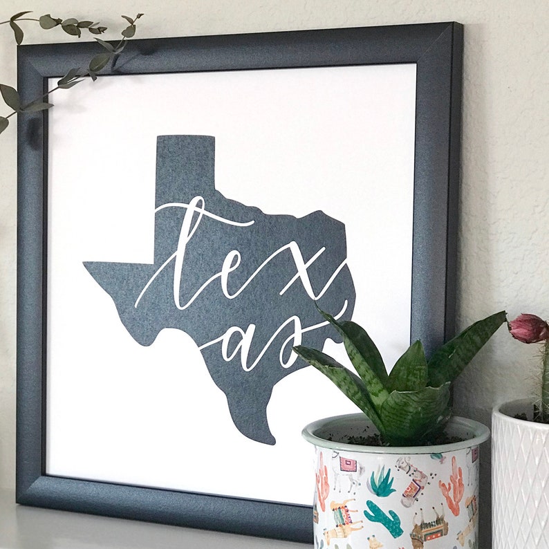 Texas Art Print, Hand Illustrated Shape of Texas Wall Art, Modern Texas Decor image 3