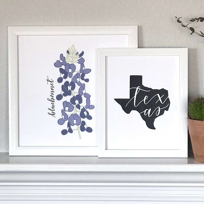 Texas Art Print, Hand Illustrated Shape of Texas Wall Art, Modern Texas Decor image 4