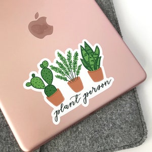 Plant Sticker Set, Crazy Plant Lady Gift, Cactus Sticker, Plant Person Sticker, Monstera Sticker, Hand Drawn Stickers, Water Bottle Decal image 5