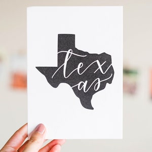 Texas Art Print, Hand Illustrated Shape of Texas Wall Art, Modern Texas Decor image 2