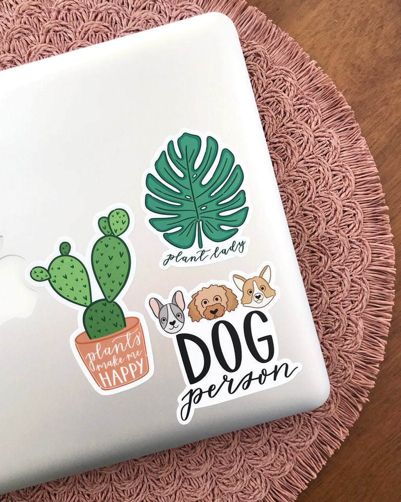 Plant Sticker Set, Crazy Plant Lady Gift, Cactus Sticker, Plant Person Sticker, Monstera Sticker, Hand Drawn Stickers, Water Bottle Decal image 6