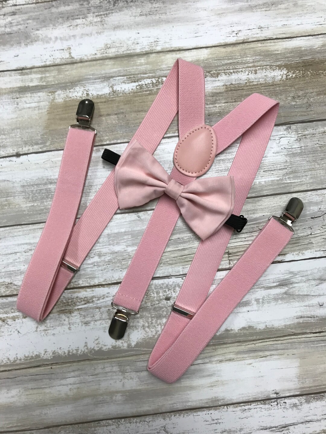 Wedding Blush Pink Suspender Bowtie Matching Set / Groom/ - Etsy