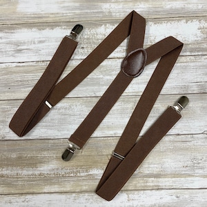 Dark Brown Adults Teens Men's Suspenders/ Adjustable Elastic Suspenders / groomsmen Suspenders/ 1" Inch Suspenders