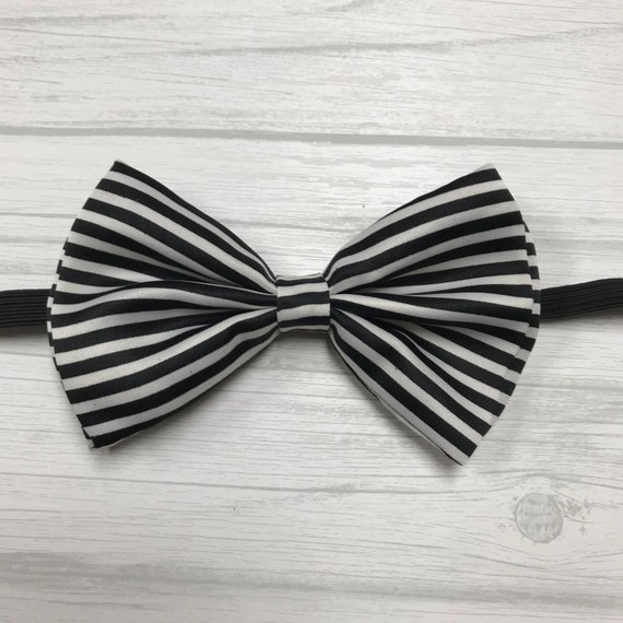 BOW-TIE ボウタイ Black/white Horizontal Stripe Bowtie / Holloween Bowtie / Adult