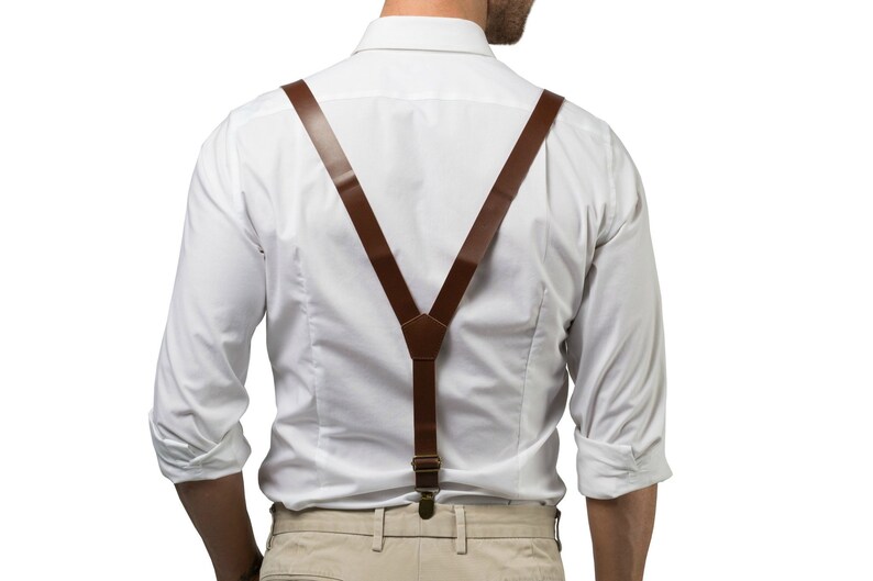 Dark Brown Leather Suspenders Wedding Suspenders Mens Etsy