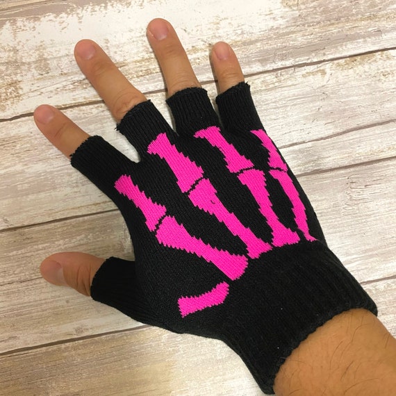 Unisex Men Woman 1 Pair Winter Warm Fingerless Gloves Half Finger Knit Mittens Colors / Skeleton