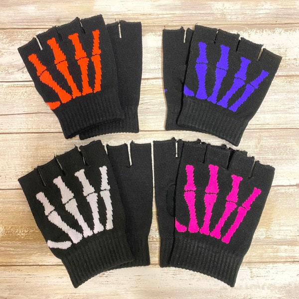 Unisex Men Woman  1 Pair Winter Warm Fingerless Gloves Half Finger Knit Mittens Colors / Skeleton