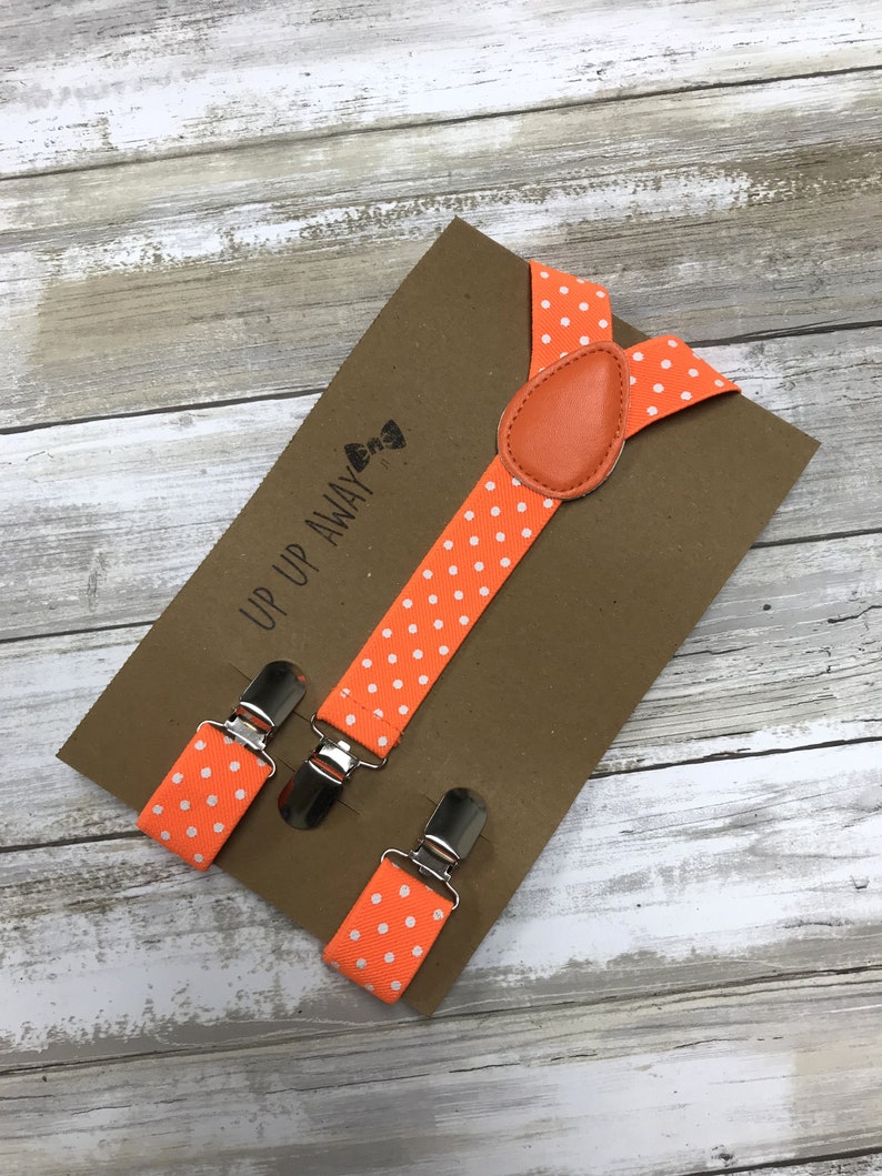 Kid/'s Suspender Bowtie Matching Set Polka Dot Orange Combo Set Infant Kids Baby Toddler Wedding Photo Shoot