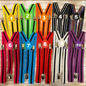 Mens Womens Clip on Suspenders Elastic Y-Shape Adjustable Braces /Vertical Stripe