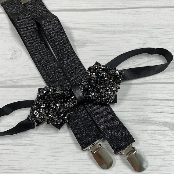 Womens Black Bling Rhinestone Suspenders 90\'s Vintage Sparkle y2k 90 main image 3