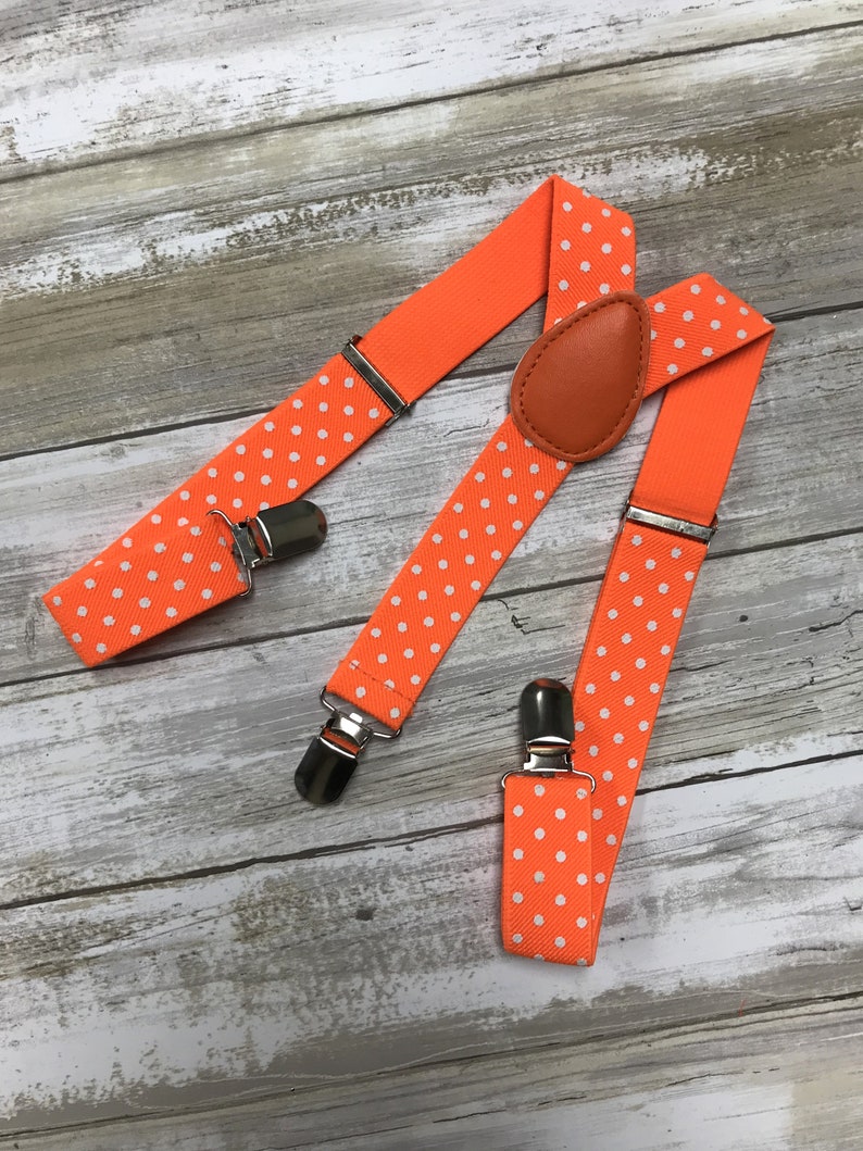 Kid/'s Suspender Bowtie Matching Set Polka Dot Orange Combo Set Infant Kids Baby Toddler Wedding Photo Shoot