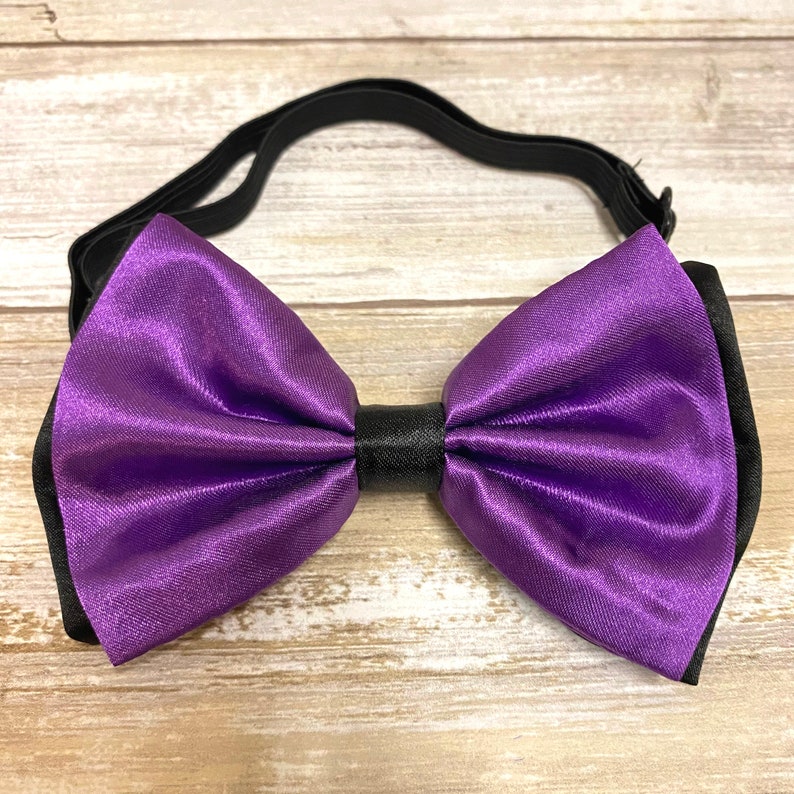 Black Purple Vertical Stripe Clip on Suspender Bow-Tie Combo Matching Set Elastic Y-Shape Adjustable BracesAdults