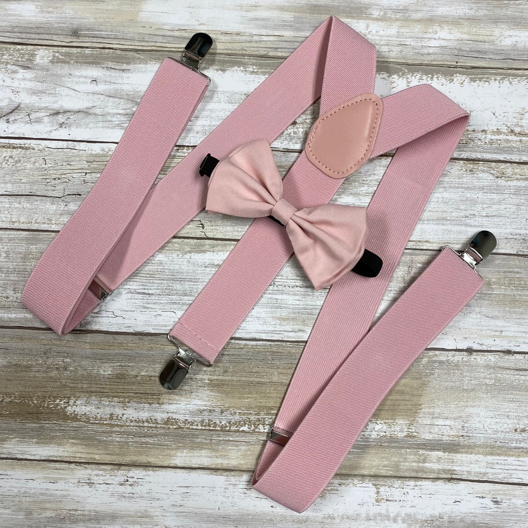 Men's Wedding Blush Pink Wide 1.5 Inch Suspender Bowtie - Etsy