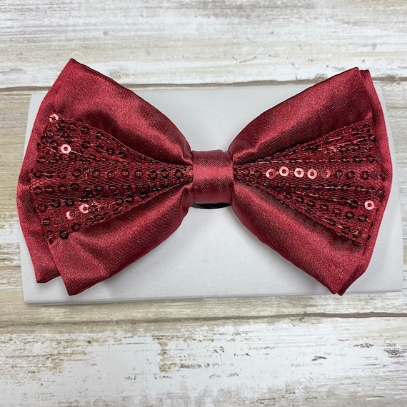 burgundy sequin bow tie