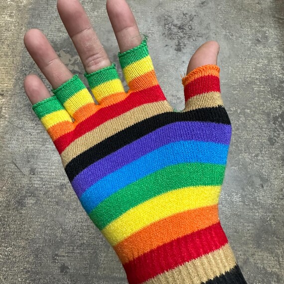 Winter Handschuhe Gestrickt – Regenbogen Gestreift, Volle Finger, Aus Polyester Für Radfahren, Skifahren & Outdoor