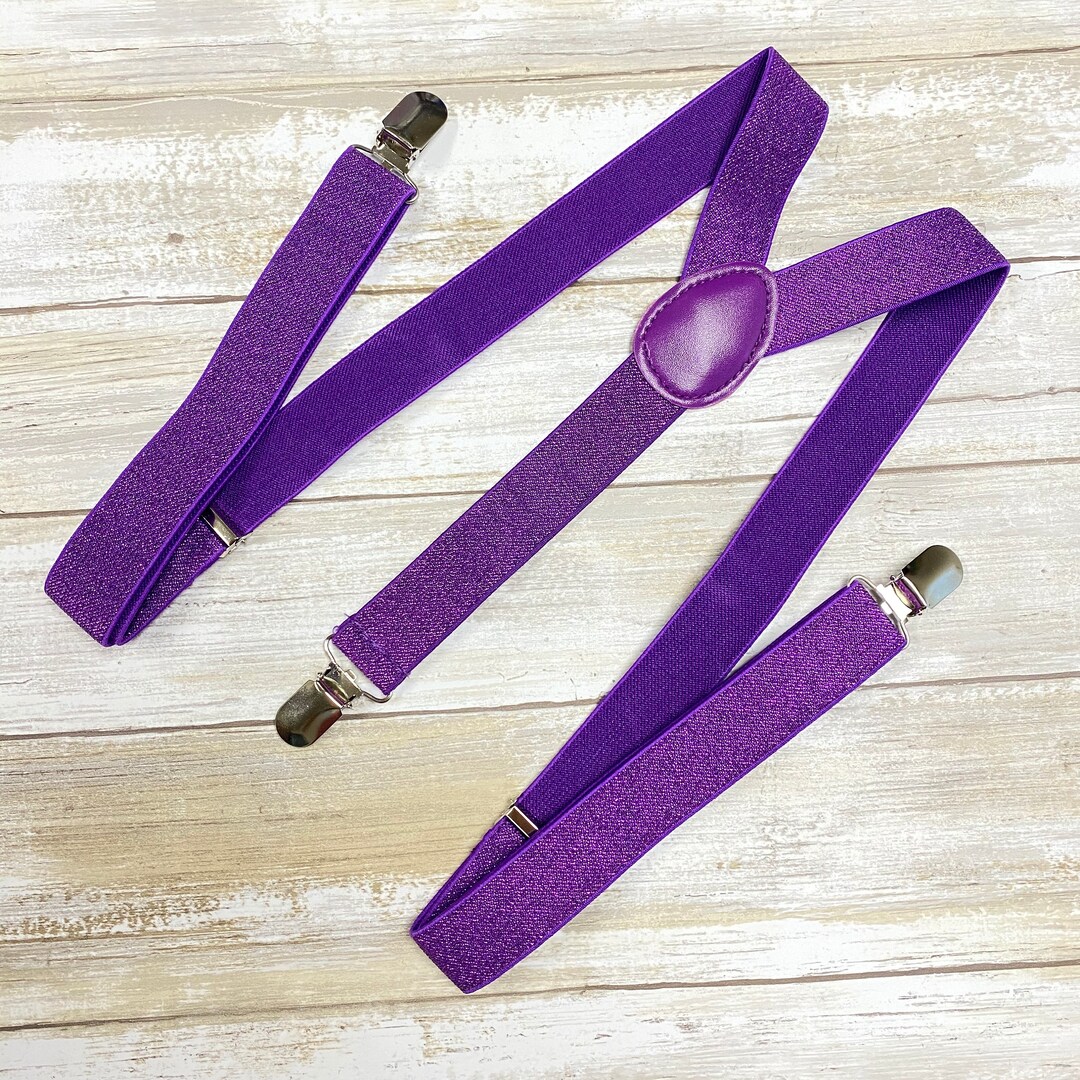 Purple Glitter Men's Suspenders/ Adjustable Elastic Suspenders