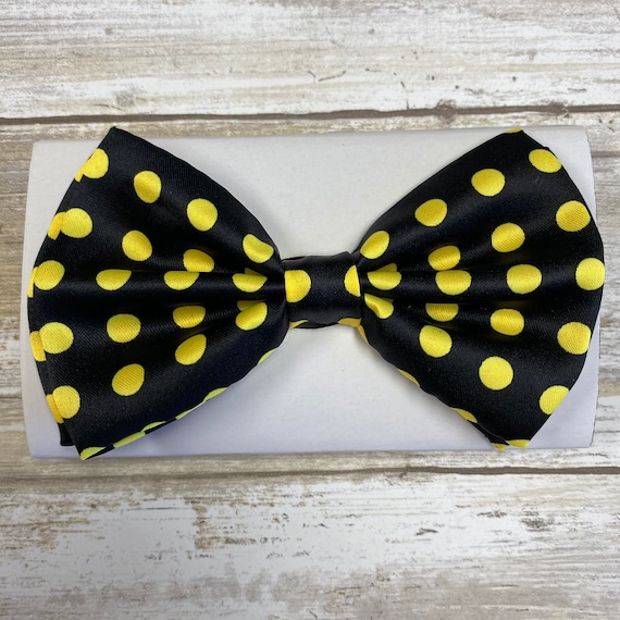 Black Yellow Polka Dot BowTie / Wedding BowTie / Adults Teens | Etsy