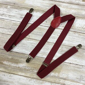 Burgundy Adults Teens Men's Suspenders/ Adjustable Elastic Suspenders / groomsmen Suspenders/ 1" Inch Suspenders