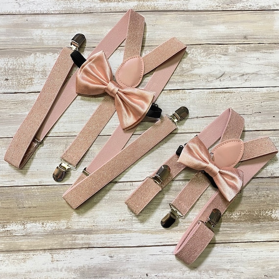 Blush Pnk Bow Te & Suspenders --- PERFECT for Rng Bearer or Page Boy