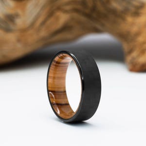 Carbon Fiber and Olivewood ring, Mens Wedding Band, Carbon Fiber Wedding Band