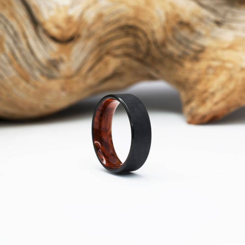 Carbon Fiber and Olivewood Ring Mens Wedding Band Carbon Etsy