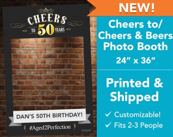 Printed and Shipped Cheers to 40, 50, 60, 70 Years Photo Booth. Cheers and Beers Photo Booth.