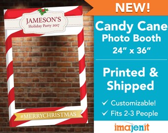Printed and Shipped Candy Cane Holiday Themed Photo Booth. Coroplast Photo Booth.